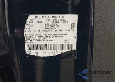 2009 Ford F-150 Stx/Xl/Xlt from USA, damaged, VIN 1FTRF14WX9KB87999